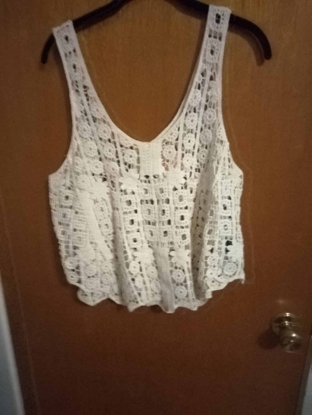 POL Off White Crochet Camisole Tank Top